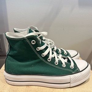 Chuck Taylor Green Platform High Top Converse Sneakers